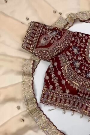Opulent Velvet & Organza Embroidered Saree Set – Available in Majestic Plum & Royal Burgundy