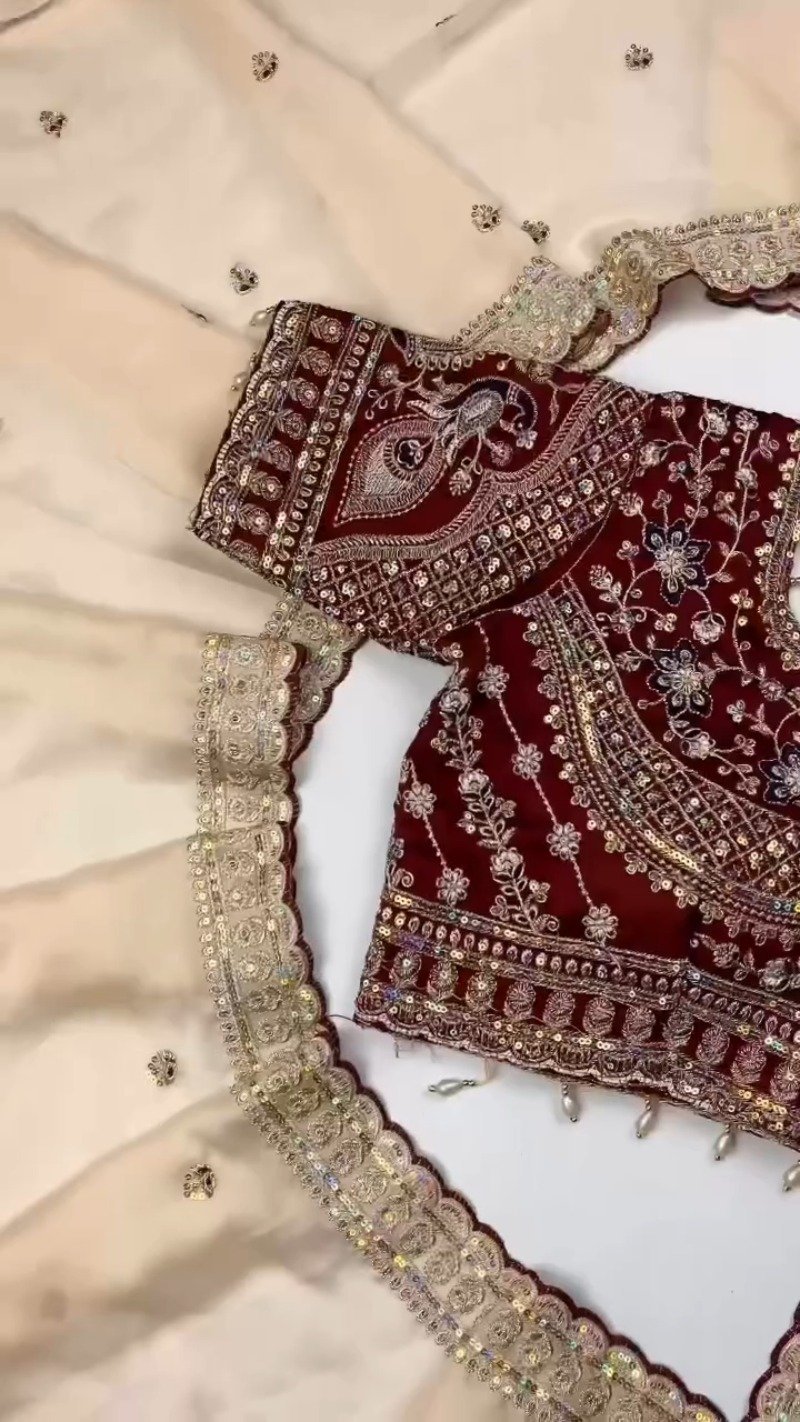 Opulent Velvet & Organza Embroidered Saree Set β Available in Majestic Plum & Royal Burgundy