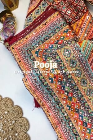 Bandhani-Inspired Mirror Work Ethnic Set with Pearl Embellishments – Available in Vibrant Multicolour & Deep Maroon
